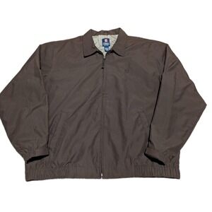 Chaps Mens XL Black Full Zip Dark Brown Windbreaker Jacket